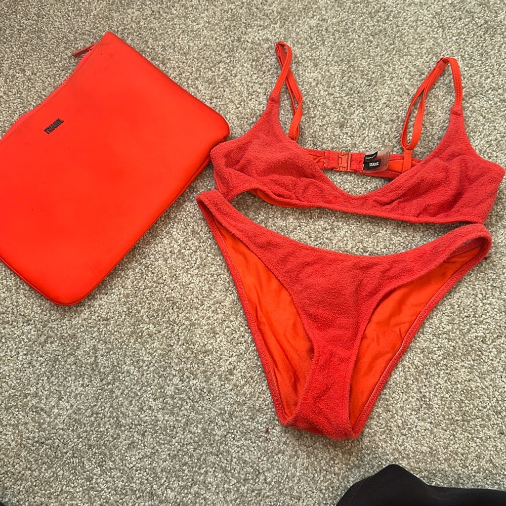 Triangl red terry cloth bikini